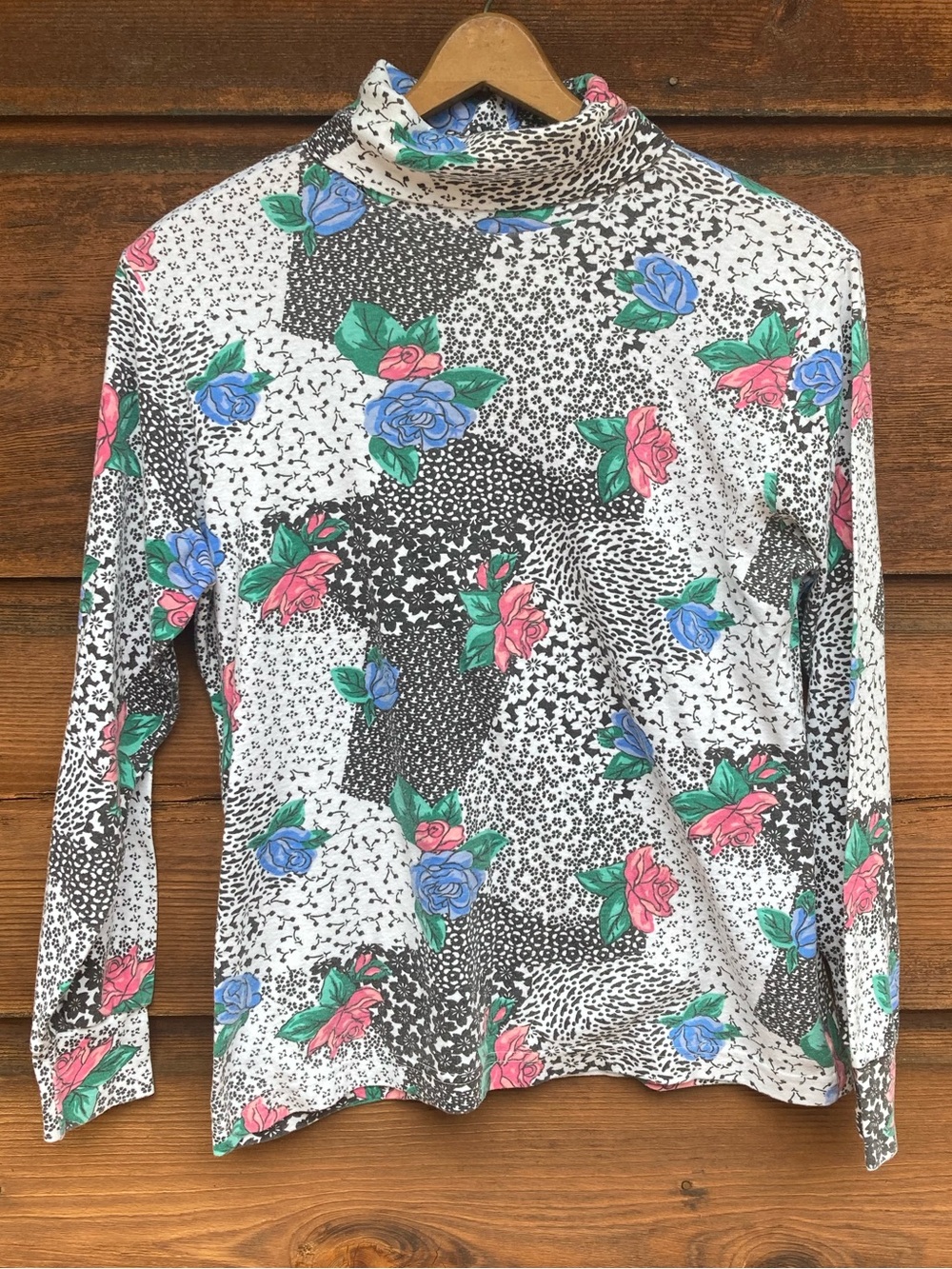 90s Turtleneck Cabin Creek Floral Patchwork Print